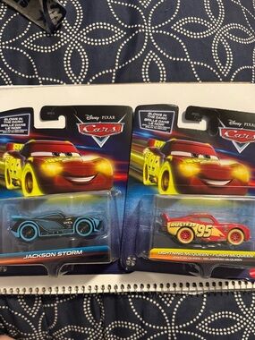 Cars Die-Cast Toy Car Set - Red Lightning McQueen & Blue Jackson Storm
